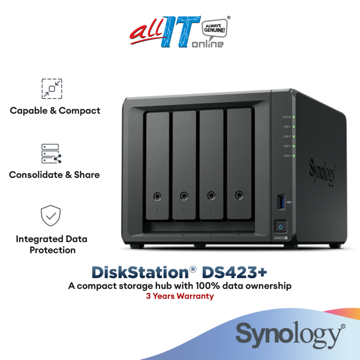 Synology DS423+ NAS DiskStation 4Bays NAS with QuadCore 2.7GHz
