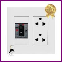 ชุดเต้ารับคู่ 3 ขา พร้อมเซฟตี้เบรคเกอร์ HACO DECO 16 แอมป์ สีขาว3-PRONG DOUBLE SOCKET WITH SAFETY BREAKER HACO DECO 16A WHITE **ราคาดีที่สุด**