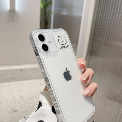 Simple Bear Cute Cartoon Side Silicone Phone Case for Iphone 13 12 Mini 11 Pro Max XR Xs Max X 7 8 Plus Couple Cases Cover Capa