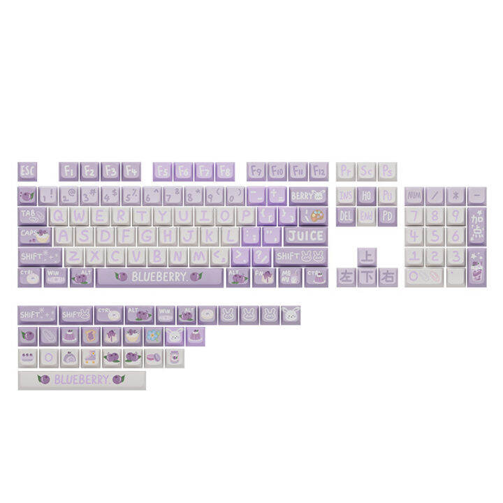 133คีย์บลูเบอร์รี่สีม่วง-keycaps-pbt-dye-sublimation-คีย์บอร์ดอุปกรณ์เสริมฤดูร้อนผลไม้-diy-keycap