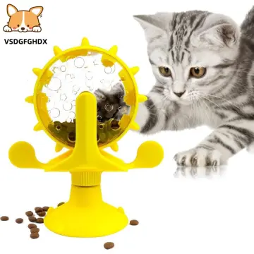 Cat Treat Dispenser Toy Windmill Cat Treat Puzzle Suction Cup Cat
