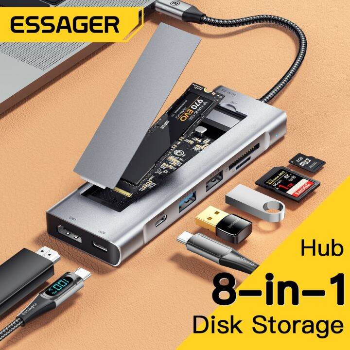 essager-ที่เก็บข้อมูล-usb-ฮับกับ8-in-1-usb-type-c-to-hdmi-compatible-แท่นวางคอมพิวเตอร์-station-สำหรับแมคบุ๊กโปรแอร์-m1-m2-feona