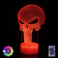 Skull Pumpkin 3D Acrylic Table Lamp Halloween Decoration Creative Holiday Gifts Touch Remote Control LED Illusion Night Light