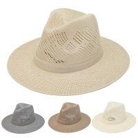 【CC】 New Hollow Out Wide Brim Panama Hats Men Outdoor Breathable Shading Beach Hat Chapeau Jazz