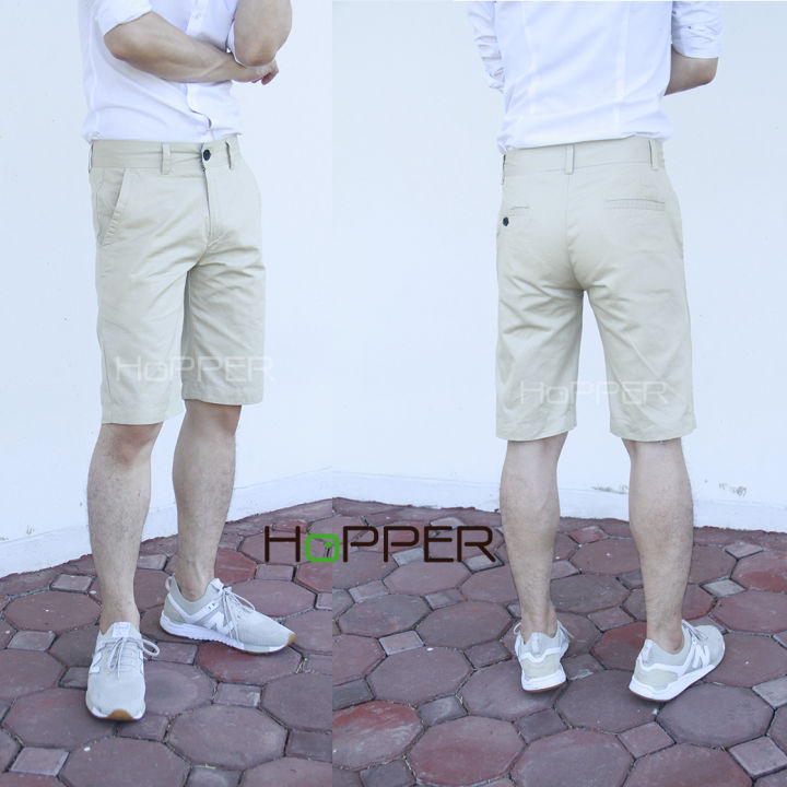 กางเกงขาสั้น-hopper-shorts-cotton-100-สีครีม