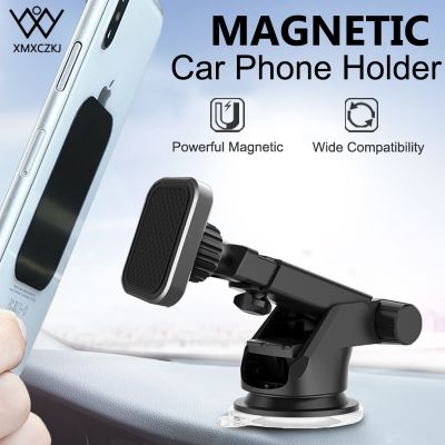 XMXCZKJ Universal Magnetic Phone Holder For iPhone Xs Max X 8 Telescopic Suction Cup Car Windshield Dashboard Mount With Cradle Car Mounts