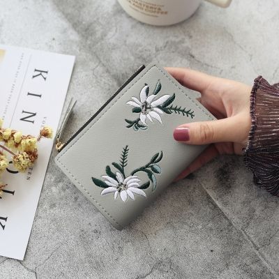 New Womens Wallets Print Flower Short Wallet For Woman Zipper Mini Coin Purse Ladies Small Wallet Female Leather Card Holder