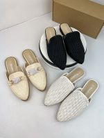 Factory withdrawal at the end of the season [style] breathable mesh commuter flat sandals pointed toe Baotou Muller slippers 【QYUE】