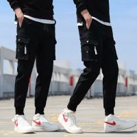 CODff51906at Trendy street style trendy personality big pocket multi-pocket plain work pants boys wearing Hong Kong style relaxed Korean cargo pants casual British Pants College Haren pants BF style running pants