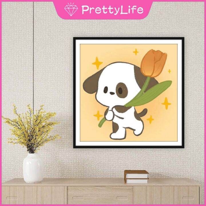 pl-cute-bunny-5d-diy-ภาพวาดเพชร-animal-wall-art-สำหรับตกแต่งบ้าน40x40cm