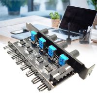 อะแดปเตอร์แชสซีตัวแยกตัว12V 4Pin 8 Way 4ลูกบิด8ช่อง8ช่องเครื่องควบคุมความเร็วหม้อน้ำฮับพัดลมคอมพิวเตอร์ส่วนบุคคลพัดลมทำความเย็น