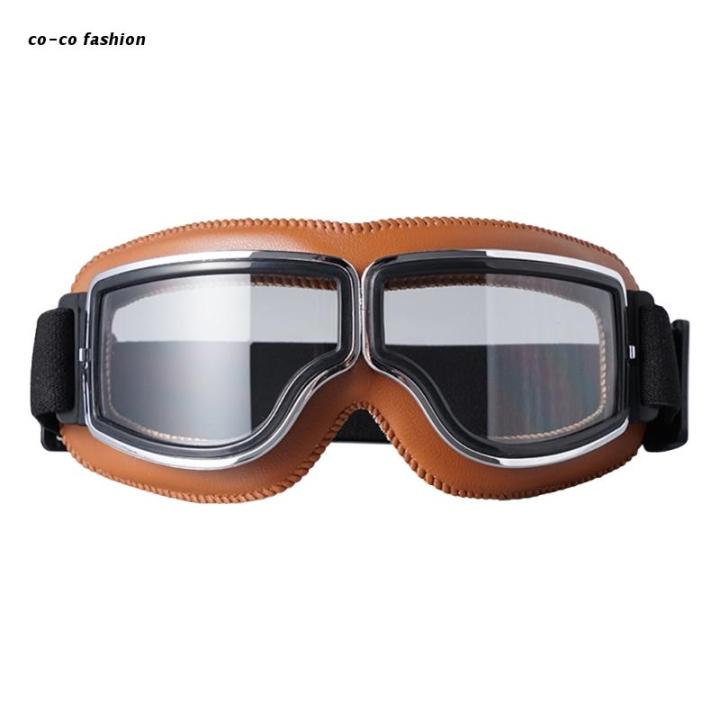 แว่นตากันลมกันลมกันฝุ่นกันรอยขีดข่วนสำหรับรถจักรยานยนต์สไตล์นักบินวินเทจ