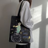 HOT14★Canvas Student Bags Cartoon Little Prince Printing Sweet Women Single Shoulder Bags Ins Japanese Large Capacity Lady Handbags