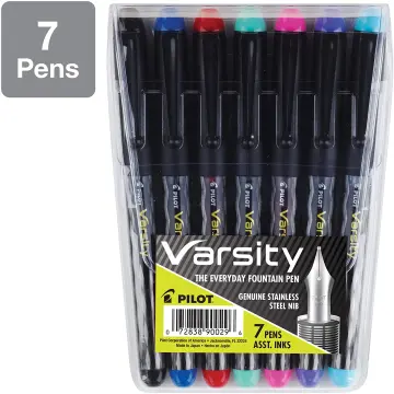 Pilot Varsity Disposable Fountain Pens 7-Pack Pouch Assorted Color Inks 90029