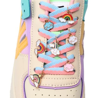 โลหะ Rainbow Sport รองเท้า Laces ตกแต่งรองเท้าผ้าใบสตรี Shoelaces Charms รองเท้าหัวเข็มขัดตกแต่ง AF1อุปกรณ์เสริมสำหรับ Girls