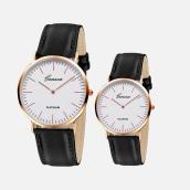Đồng hồ đôi (2 chiếc) nam nữ thời trang dây da tổng hợp cao cấp Geneva doiGE037
