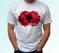 Penjualan Terlaris Mode Terbaru 100% Katun Lengan Pendek Albania-Kaus Putih Atasan Desain Bendera Negara Kaus Pria Uniseks S-4XL-5XL-6XL