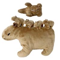 Stuffed Capybara Plush Toy Soft Stuffed Capybara and Babies Soft Wild Animals Crawling Capybara Unique Plushie Toys Model Dolls Collection for Kids brightly