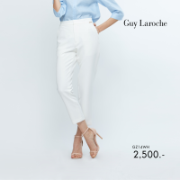 กางเกงขายาว กางเ﻿กงผู้หญิง Guy Laroche Pants กางเกงทำงานสีขาว ความยาวขา 9 ส่วน ดีเทลขอบเอวยางยืดด้านหลัง (GZ14WH)