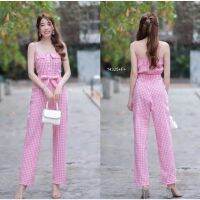 Cotton Plaid Pattern Jumpsuit for Women