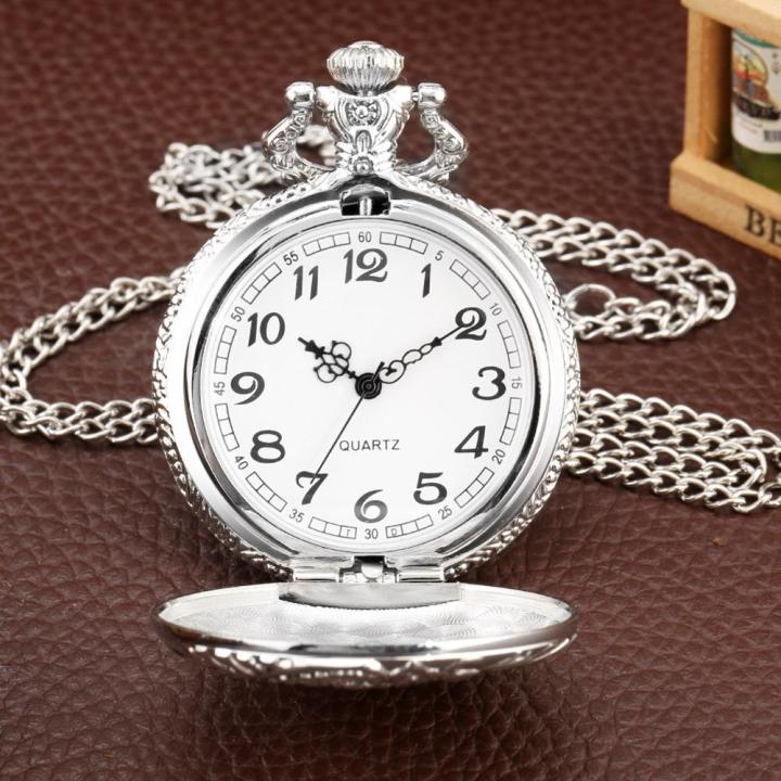 ของขวัญวันพ่อสุดหรูสร้อยคอจี้นาฬิกาพกพาควอตซ์พร้อมธีมคุณพ่อสีเงิน-amp-ของขวัญของชำร่วย