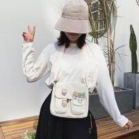 ถุงช้อปปิ้งผู้หญิงหวาน Kawaii พิมพ์ผ้าใบสไตล์ฮาราจูกุกระเป๋าสะพาย Crossbody ใหม่