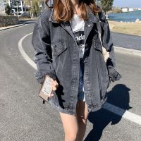 Spring Autumn Black Denim Jacket Top Woman Korean Simple Loose Jean Coats for Women 2023 New Trendy Button Long Sleeve Outwear