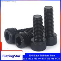 ﹍ 2-20PCS M2 M2.5 M3 M4 M5 M6 M8 M10 L 3mm - 60mm 304 Black Stainless Steel DIN912 Hexagon Hex Socket Head Cap Allen Bolt Screw