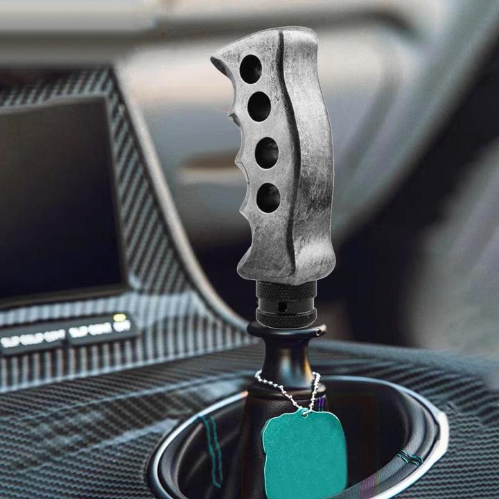 ccgood-อุปกรณ์ตกแต่งภายในรถลูกบิดจำแลงเกียร์แฟชั่นติดตั้งง่ายอะไหล่สีเงิน