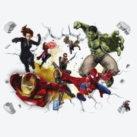 [HOT W] การ์ตูน Avengers Spiderman สติ๊กเกอร์ติดผนังสำหรับห้องเด็ก Super Heroes ตกแต่ง PVC Home Cartoon Decor ภาพจิตรกรรมฝาผนัง Art โปสเตอร์