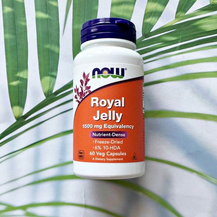 Royal Jelly 1500 mg นมผึ้ง 6%* 60 veg Capsules (Now Foods) Kosher ...