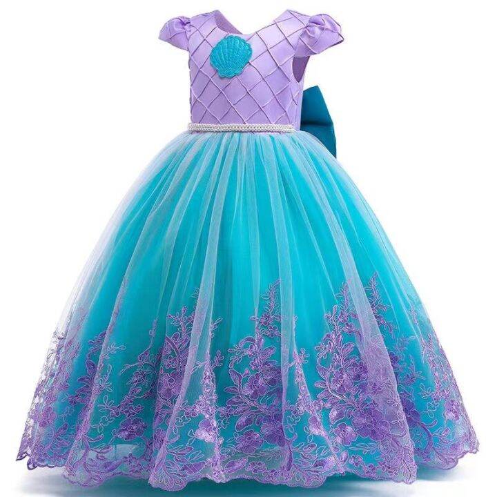 disney-new-girl-ariel-mermaid-princess-dress-embroidery-clothes-children-luxury-vestidos-party-dresses-halloween-cosplay-costume