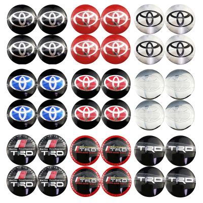 4Pcs ศูนย์ล้อรถ Hub ฝาครอบสติกเกอร์ Auto ยางตรารถยนต์ Decal 56มม.สำหรับ Toyota TRD VXR Hilux Fortuner Wigo Avanza Innova Camry Corolla Agya Rush วีออสยาริส ATIV RAV4 Etios Sienta C-HR Alphard Vellfire Altis Calya Hiace PRADO Highlande