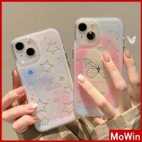 Mowin - เข้ากันได้สำหรับ เคสไอโฟน เคสไอโฟน11 เคส เคสไอโฟนใสเคสโทรศัพท์ เคสนิ่มชุบปุ่มกันกระแทกน่ารักผีเสื้อดาวสำหรับ iPhone 14 13 iP