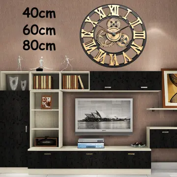 European Style Living Room Wall Clock Roman 3D Large Retro Wrought Iron Wall  Clock Numerals Clock Home Decoration 40/47/60/80cm