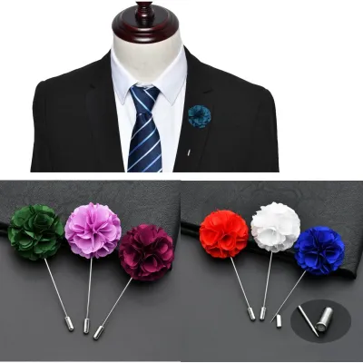 Jewelry Fabric Handmade Boutonniere Men Suit Corsage Brooches Collar Lapel Pin