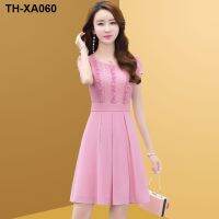 dress for women summer 2023 new Korean style waist slimming lady A-line midi