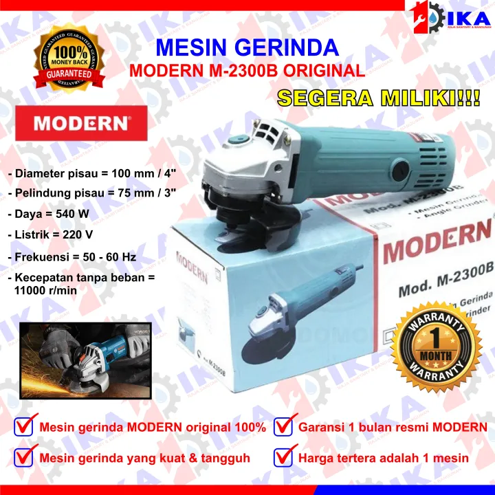 MODERN M-2300 B Gerinda Tangan 4 Inch Angle Disc Grinder Gurinda Grinda ...