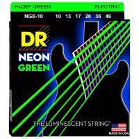 DR Strings สายกีตาร์ไฟฟ้า แบบเรืองแสง เบอร์ 10 สายเคลือบ สีเขียวนีออน รุ่น NGE-10 (Medium, 10-46) ** Made in USA **