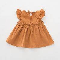 ♥jdzzstore♥ Toddler Kids Baby Girls Ruffle Solid Linen Elegant Princess Party Dress Clothes