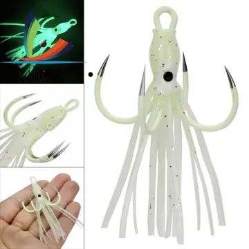 1pc Luminous Squid Jigs Glow Wood Shrimp With Octopus Squid Hook