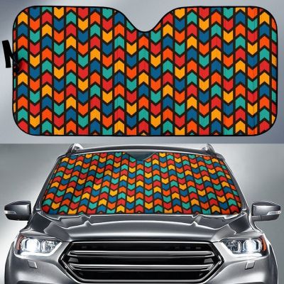【CW】 Zig Zag Colorful Pattern Print AutoShade Car Windshield Window Cover Sunshade