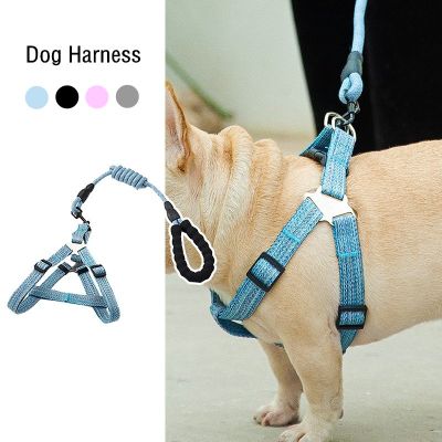 Dog Harness with Leash Adjustable Training Vest for Small Medium Dog Outdoor Traction Rope Anti Bite Chain