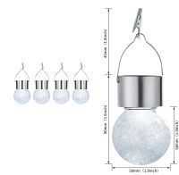 Outdoor Solar String Lights Cracked Glass LED Ball Lights Waterproof Hanging Light with Handle for Garden Yard Patio Decoration