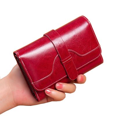 High Quality Womens Genuine Leather Wallet Female RFID Anti Theft Card Holder Coin Purse Wallets for Women Clutch Bag