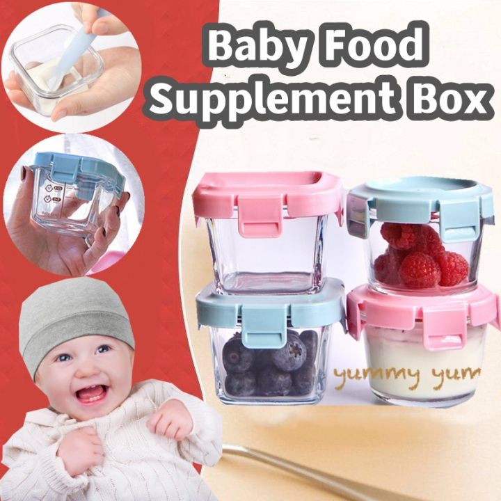 Mini Glass Baby Food Storage Jars Store Box Feeding Bottle Feeder