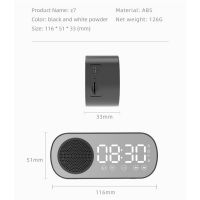 กระจก Led นาฬิกาปลุกไร้สายบลูทูธเข้ากันได้5.0 Hi-Fi ลำโพงซับวูฟเฟอร์แบบพกพาตารางเสียงนาฬิกาดิจิตอล