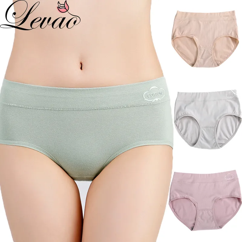 COD Levao Women's Panties Graphite Antibacterial Panty Mid Waist Cotton  Briefs