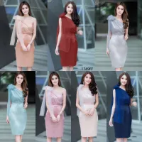 D200-CL1749 (FF) Dress เดรสสั้นไหล่เฉียง 1 ข้าง งานเนื้อผ้าซาร่า เนื้อผ้ามันเงาสวยดูหรูหรา เดรสทรงเข้ารูป