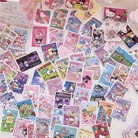 ☊ 62pcs Different Postcard Kawaii Sanrio Melody Kuromi PC Cinnamoroll Decorative Card DIY Room Wall Sticker Cartoon Greeting Card
